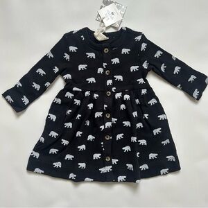 NWT Kate Quinn Organic Cotton Baby Girl Dress 6–12M Polar Bear Thermal